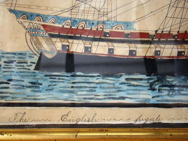 A beautiful original late 18th or early 19th century watercolor and ink painting of H M S Virginie — image 2